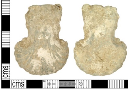 Lead-alloy ampulla dating from the medieval period.